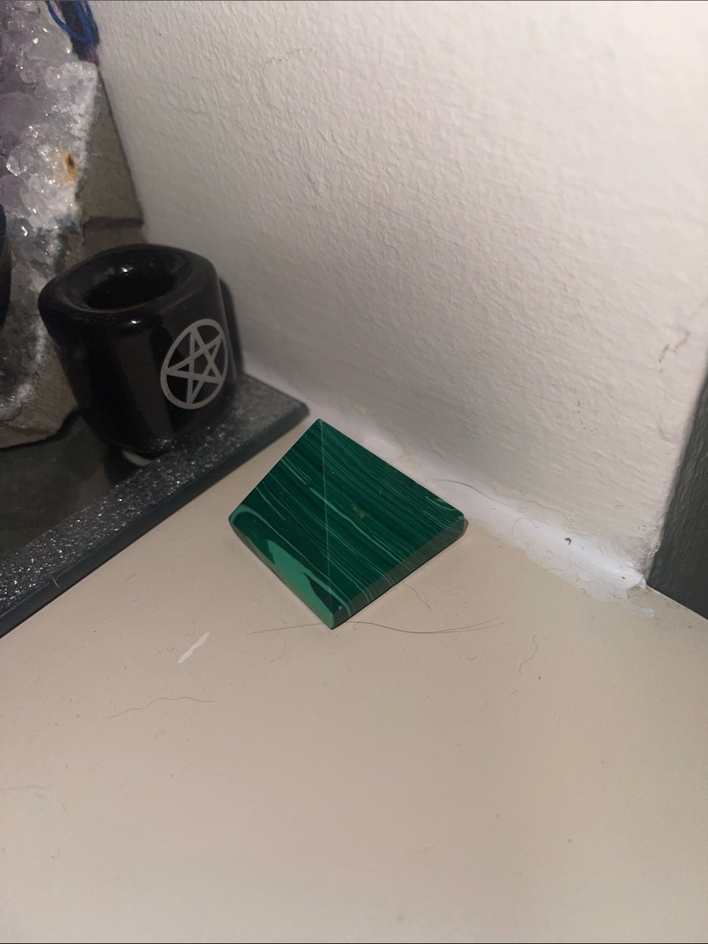 Green Malachite Pyramid Display Stone